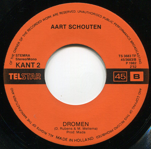 Aart Schouten - De Zwerver Vinyl Singles Vinyl Very Good (VG) <br> Hoes Good Plus (G+)