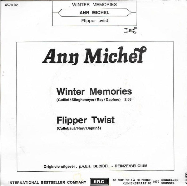 Ann Michel - Winter Memories Vinyl Singles Vinyl Very Good (VG) <br> Hoes Good Plus (G+)