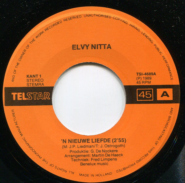 Elvy Nitta - ’n Nieuwe Liefde Vinyl Singles