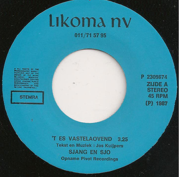 Sjang & Sjo - 'T Es Vasteloavend Vinyl Singles