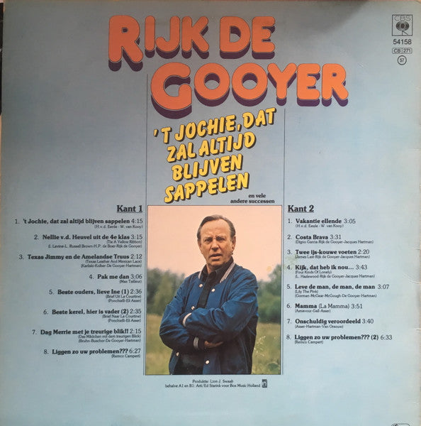 Rijk De Gooyer - 't Jochie, Dat Zal Altijd Blijven Sappelen (LP) Vinyl LP Vinyl Very Good (VG) <br> Hoes Good Plus (G+)