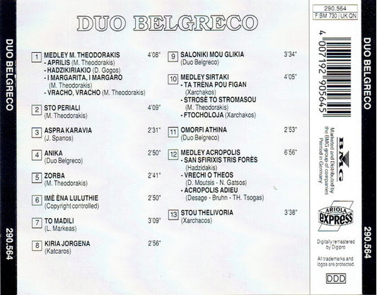 Duo Belgreco - Duo Belgreco (CD) Compact Disc Goede Staat "VINYLSINGLES.NL"