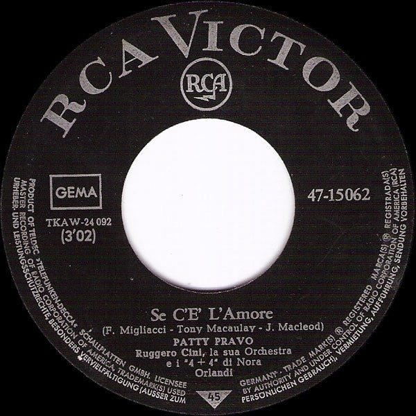 Patty Pravo - La Bambola Vinyl Singles Vinyl (VG) <br> Hoes Generic