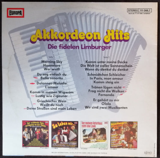 Fidelen Limburger - Akkordeon Hits (LP) Vinyl LP Vinyl Zeer Goed / Hoesje Goed "VINYLSINGLES.NL"