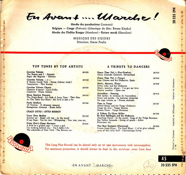 Musique Royale Des Guides, Simon Poulain - En Avant ...Marche! Vinyl Singles EP Vinyl Very Good (VG) <br> Hoes Good Plus (G+)