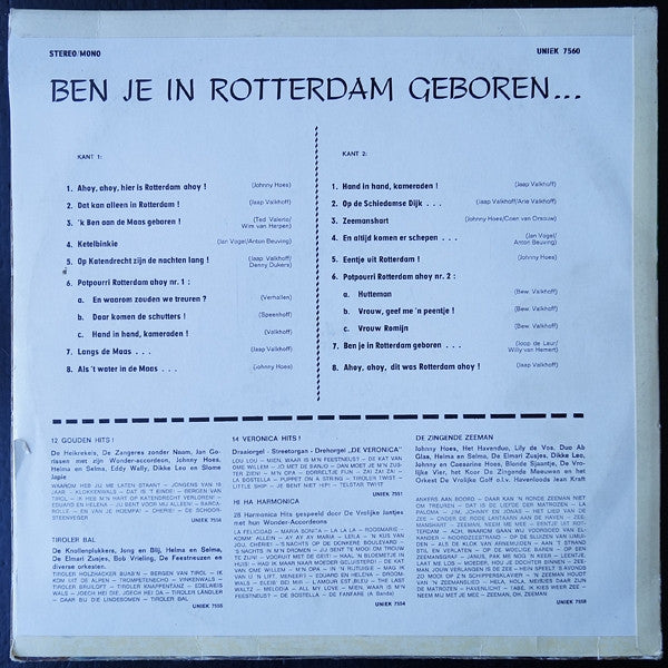 Various - Ben Je In Rotterdam Geboren (LP) Vinyl LP Vinyl Very Good (VG) <br> Hoes Good Plus (G+)