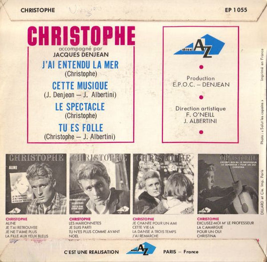 Christophe - J'ai Entendu La Mer Vinyl Singles EP Vinyl Zeer Goed / Hoesje Goed "VINYLSINGLES.NL"