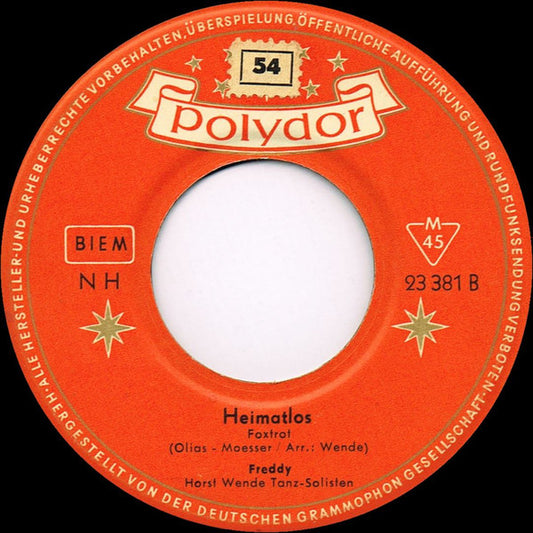 Freddy Quinn - Wer Das Vergißt Vinyl Singles Vinyl Zeer Goed / Hoesje Generic "VINYLSINGLES.NL"