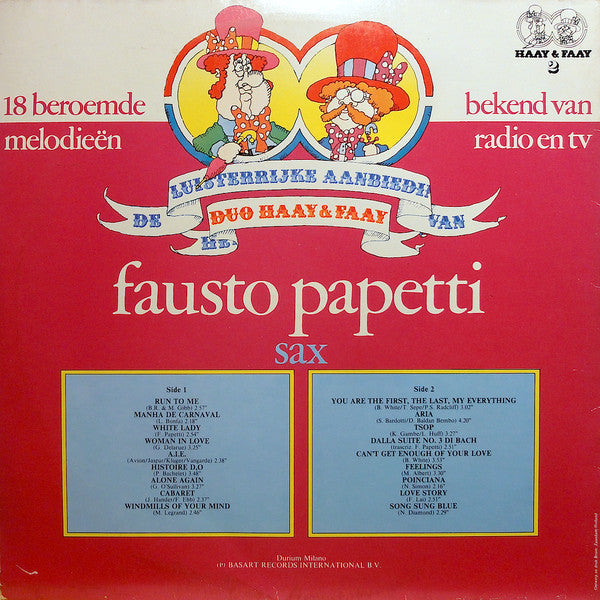 Fausto Papetti - Duo Haay & Faay Presenteert Fausto Papetti (LP) Vinyl LP Vinyl Very Good (VG) <br> Hoes Good Plus (G+)