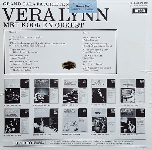 Vera Lynn - Grand Gala Favorieten (LP) Vinyl LP Vinyl Zeer Goed / Hoesje Goed "VINYLSINGLES.NL"
