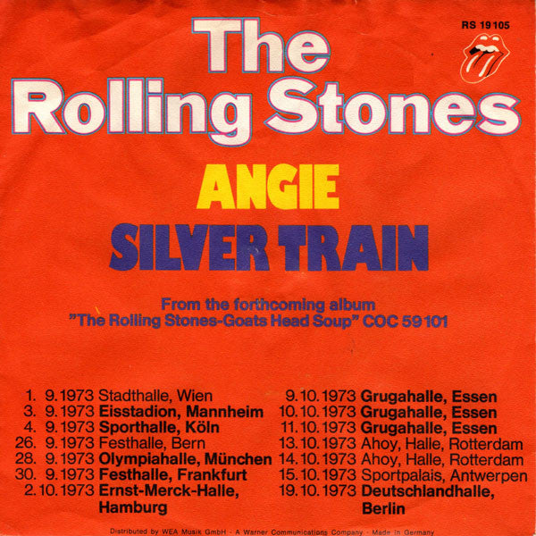 Rolling Stones - Angie Vinyl Singles Vinyl Very Good (VG) <br> Hoes Generic