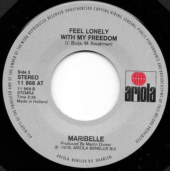 Maribelle - The French Song Vinyl Singles Vinyl Very Good (VG) <br> Hoes Generic