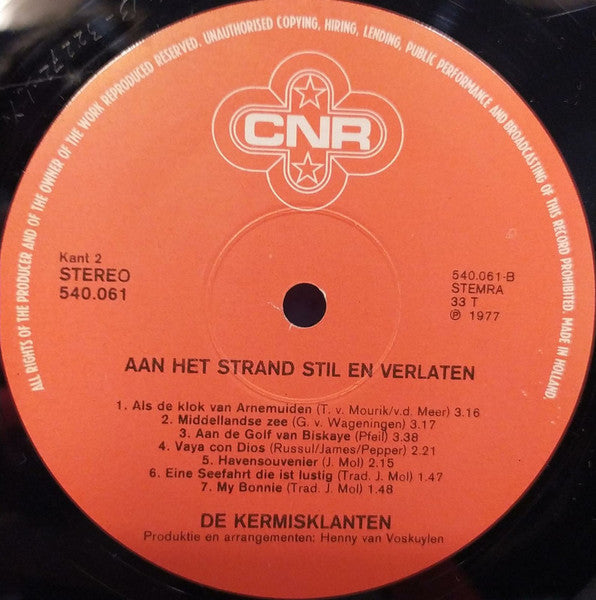 Kermisklanten - Aan Het Strand Stil En Verlaten (LP) Vinyl LP Vinyl Very Good (VG) <br> Hoes Good Plus (G+)