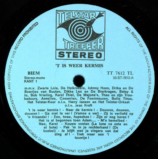 Various - 't Is Weer Kermis ! (LP) Vinyl LP Vinyl Zeer Goed / Hoesje Goed "VINYLSINGLES.NL"