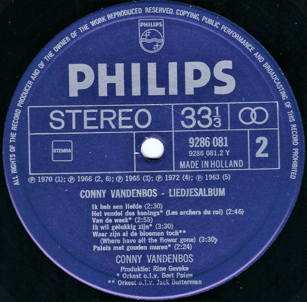Conny Vandenbos - Liedjesalbum (1961-1971) (LP) 51400 Vinyl LP Dubbel Vinyl Very Good (VG) <br> Hoes Good Plus (G+)