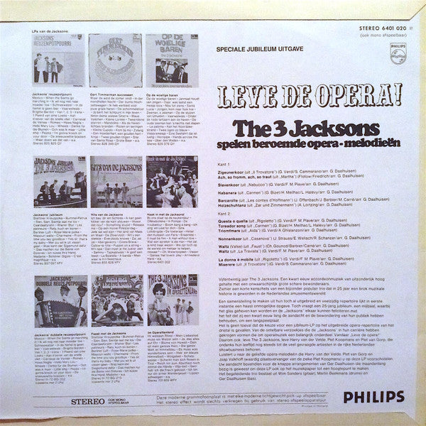 3 Jacksons - Leve De Opera! (LP) Vinyl LP Vinyl Very Good (VG) <br> Hoes Good Plus (G+)