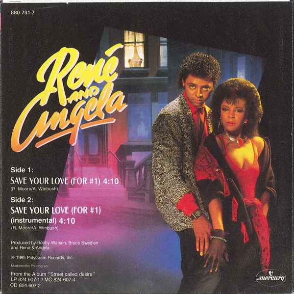René & Angela - Save Your Love Vinyl Singles Vinyl Very Good (VG) <br> Hoes Good Plus (G+)