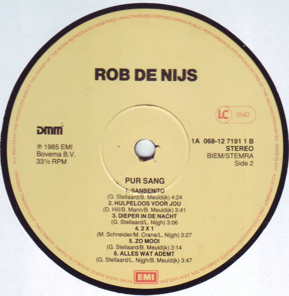 Rob de Nijs - Pur Sang (LP) 97-97824 Vinyl LP Vinyl Zeer Goed / Hoesje Goed "VINYLSINGLES.NL"