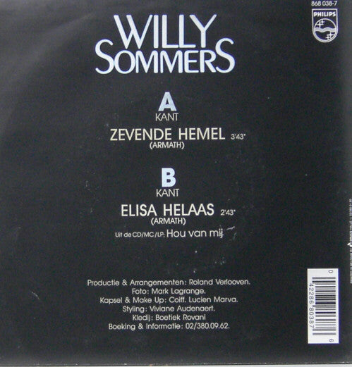 Willy Sommers - Zevende Hemel Vinyl Singles Vinyl Very Good (VG) <br> Hoes Good Plus (G+)