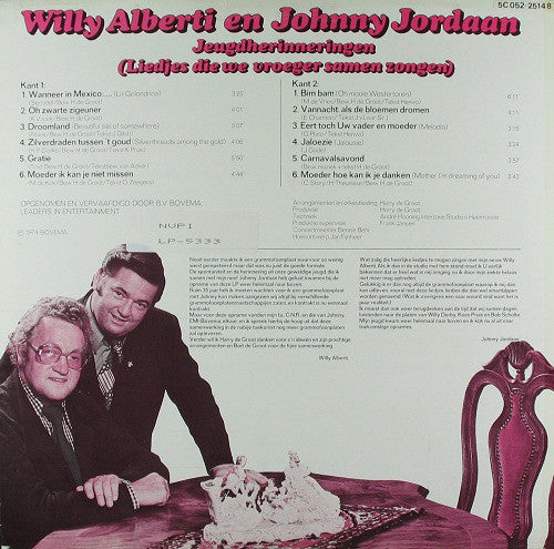 Willy Alberti En Johnny Jordaan - Jeugdherinneringen (LP) Vinyl LP Vinyl Very Good (VG) <br> Hoes Good Plus (G+)