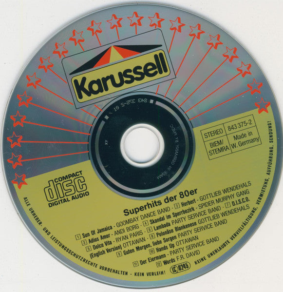 Various - Superhits Der **er (CD) Compact Disc Vinyl Very Good (VG) <br> Hoes Good Plus (G+)