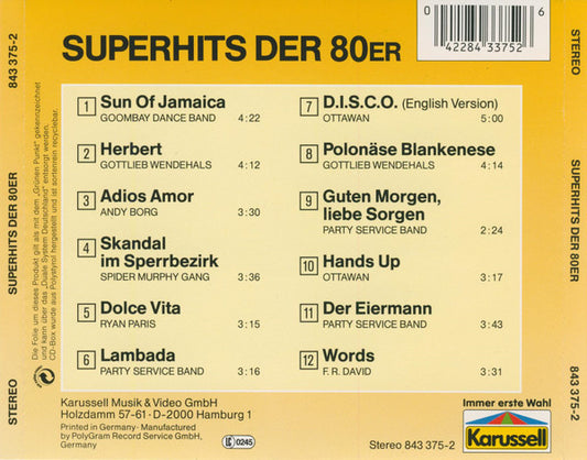 Various - Superhits Der 80er (CD) Compact Disc Vinyl Zeer Goed / Hoesje Goed "VINYLSINGLES.NL"