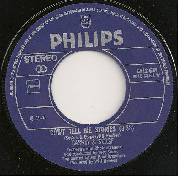 Saskia & Serge - Don't Tell Me Stories Vinyl Singles