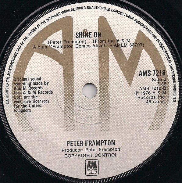 Peter Frampton - Show Me The Way Vinyl Singles Vinyl Very Good (VG) <br> Hoes Generic