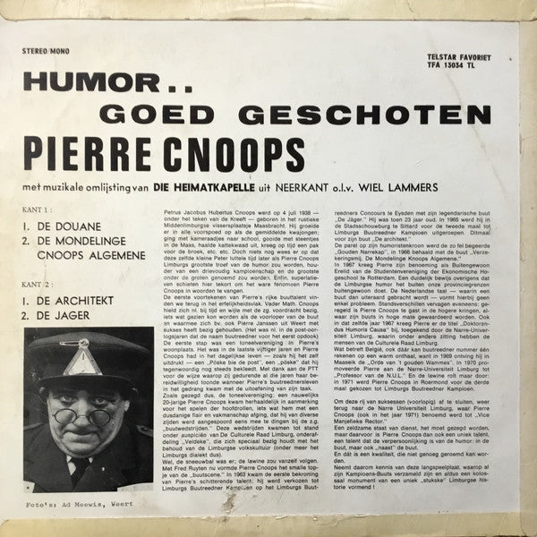 Pierre Cnoops - Humor.. Goed Geschoten De Kampioensbuut (LP) Vinyl LP Vinyl Very Good (VG) <br> Hoes Good Plus (G+)