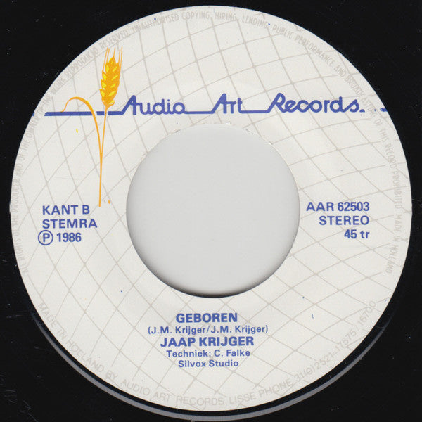 Jaap Krijger - De Vlieg Vinyl Singles Vinyl Very Good (VG) <br> Hoes Good Plus (G+)