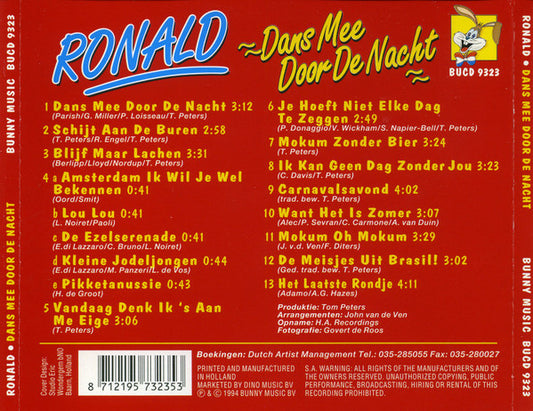 Ronald - Dans Mee Door De Nacht (CD) Compact Disc Goede Staat "VINYLSINGLES.NL"