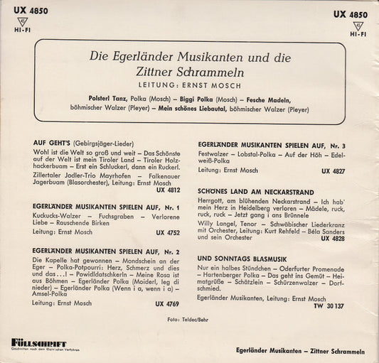 Ernst Mosch - Die Egerländer Musikanten Und Die Zittner Schrammeln Vinyl Singles EP Vinyl Zeer Goed / Hoesje Goed "VINYLSINGLES.NL"