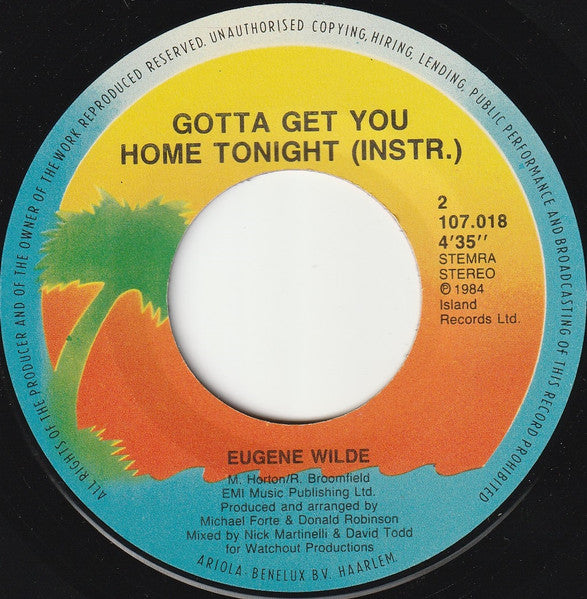 Eugene Wilde - Gotta Get You Home Tonight Vinyl Singles Vinyl Very Good (VG) <br> Hoes Generic