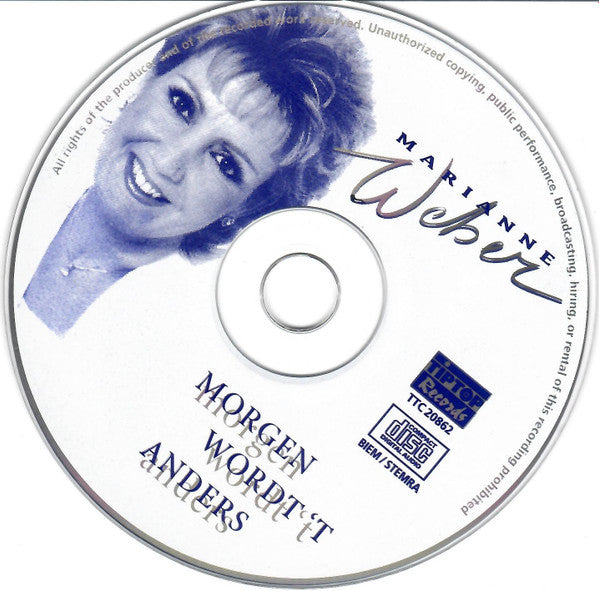 Marianne Weber - Morgen Wordt 'T Anders (CD) Compact Disc Vinyl Very Good (VG) <br> Hoes Good Plus (G+)