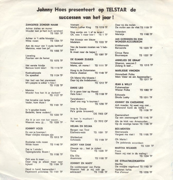 Johnny En Mary - Parijs Bij Nacht (B-Keus) Vinyl Singles Vinyl Goed / Hoes Redelijk