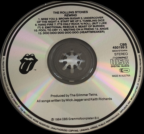 Rolling Stones - Rewind (CD) Compact Disc Vinyl Very Good (VG) <br> Hoes Good Plus (G+)