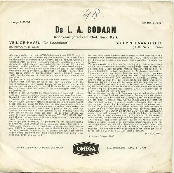 Ds L. A. Bodaan - Veilige Haven (De Loodsboot) Vinyl Singles Vinyl Very Good (VG) <br> Hoes Good Plus (G+)