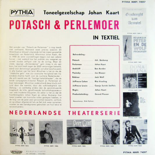 Toneelgezelschap Johan Kaart - Potasch & Perlemoe In Textiel (10") Vinyl LP 10" Vinyl Goed / Hoesje Goed "VINYLSINGLES.NL"
