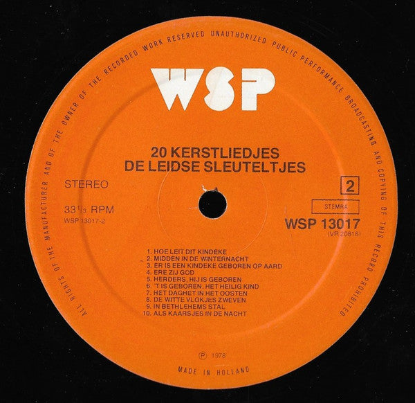 Leidse Sleuteltjes - 20 Kerstliedjes (LP) 40785 Vinyl LP Vinyl Very Good (VG) <br> Hoes Good Plus (G+)