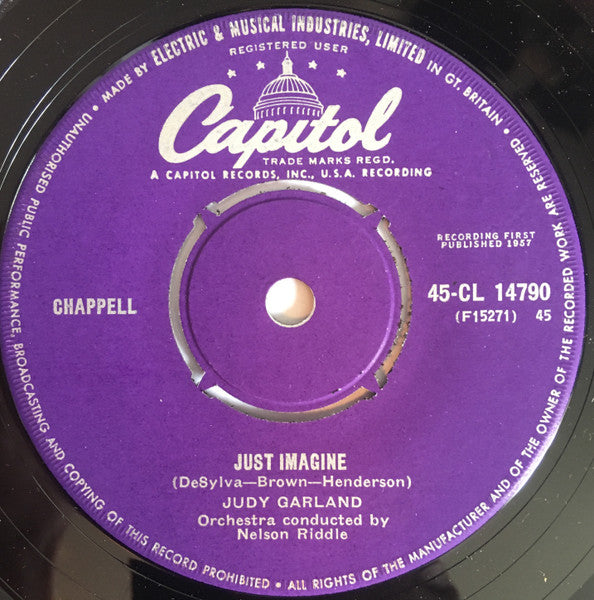 Judy Garland - Just Imagine Vinyl Singles Vinyl Very Good (VG) <br> Hoes Generic