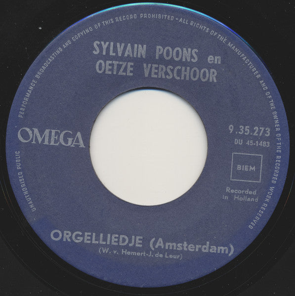 Sylvain Poons & Oetze Verschoor - Zuiderzee-Ballade Vinyl Singles Vinyl Very Good (VG) <br> Hoes Good Plus (G+)