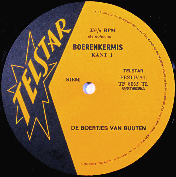 Boertjes Van Buuten - Boerenkermis (LP) Vinyl LP Vinyl Very Good (VG) <br> Hoes Good Plus (G+)