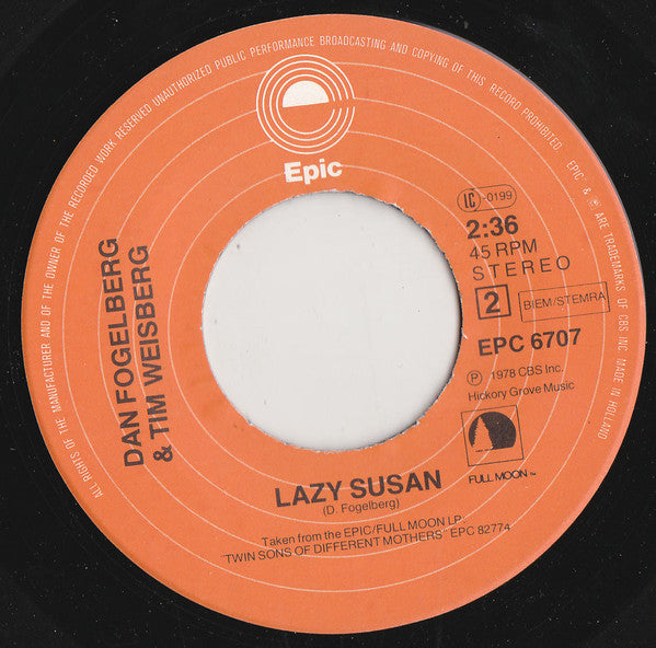 Dan Fogelberg / Tim Weisberg - Tell Me To My Face Vinyl Singles Vinyl Goed / Hoes Generic