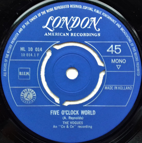 Vogues - Five O'Clock World Vinyl Singles