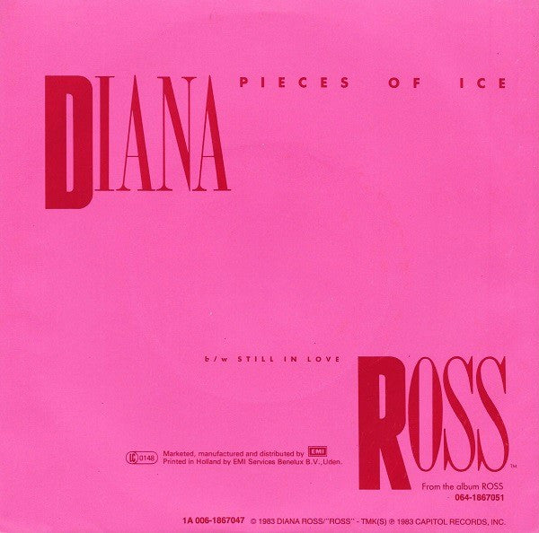Diana Ross - Pieces Of Ice Vinyl Singles Vinyl Very Good (VG) <br> Hoes Good Plus (G+)