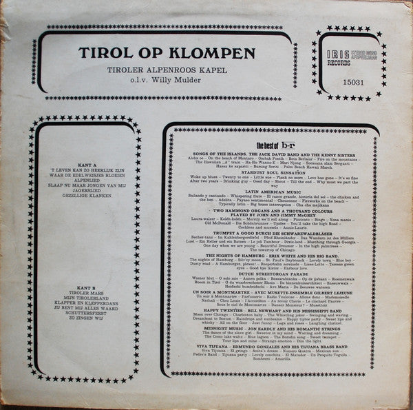 Tiroler "Alpenrose" Kapel o.l.v. Willy Mulder - Tirol Op Klompen (LP) Vinyl LP Vinyl Very Good (VG) <br> Hoes Good Plus (G+)