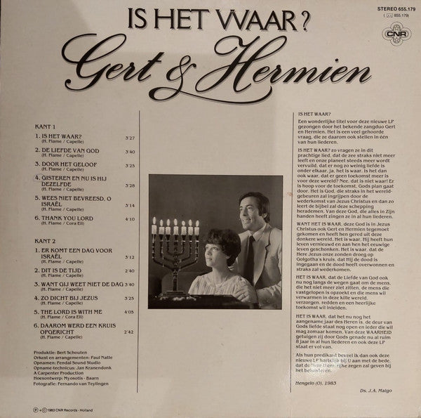 Gert & Hermien - Is Het Waar? (LP) Vinyl LP Vinyl Very Good (VG) <br> Hoes Good Plus (G+)
