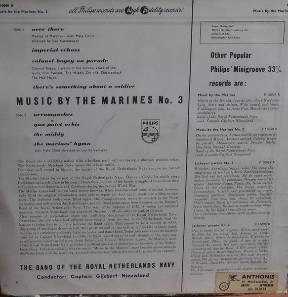 Marinierskapel der Koninklijke Marine - Music By The Marines No * (**") Vinyl LP 10" Vinyl (VG) <br> Hoes (G+)