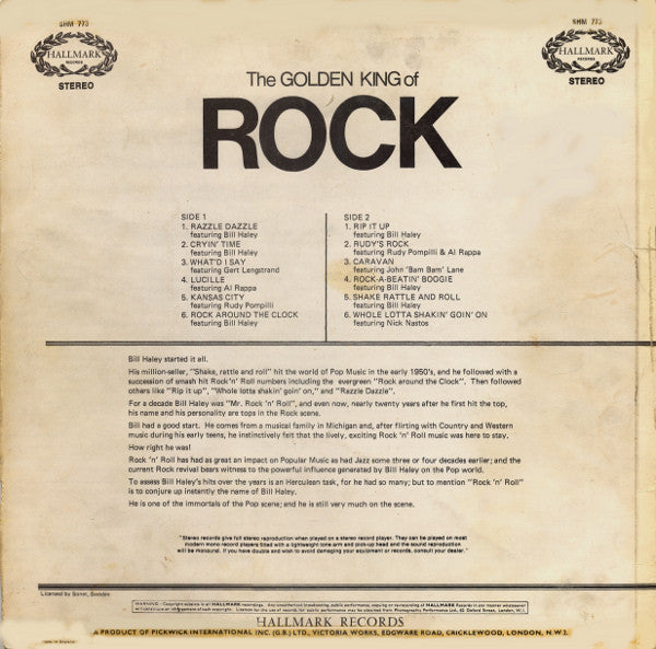 Bill Haley And His Comets - The Golden King Of Rock (LP) Vinyl LP Vinyl Very Good (VG) <br> Hoes Good Plus (G+)