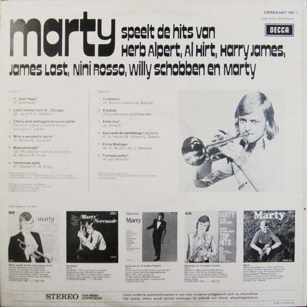 Marty Schreijenberg - Marty Speelt De Hits Van Herb Alpert (LP) Vinyl LP Vinyl Very Good (VG) <br> Hoes Good Plus (G+)